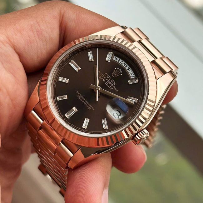 [Superclone] Rolex Day-Date 40mm Chocolate Dial Fluted President 228235 
