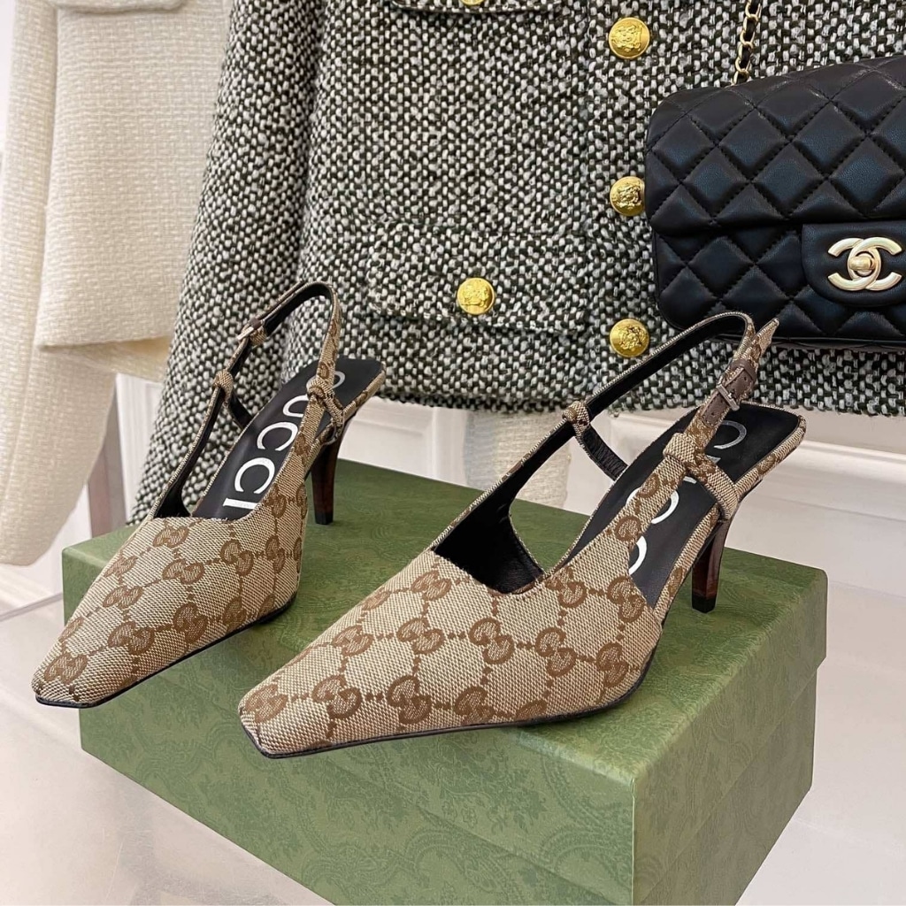 Gucci Women’s GG Slingback Pump Beige ‎675420 KY980 9763