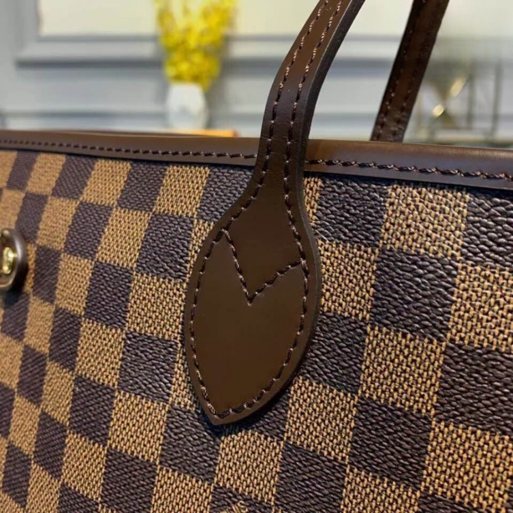 Louis Vuitton Neverfull GM Damier Ebene Canvas Tote Bag Cerise Red 39cm N40597