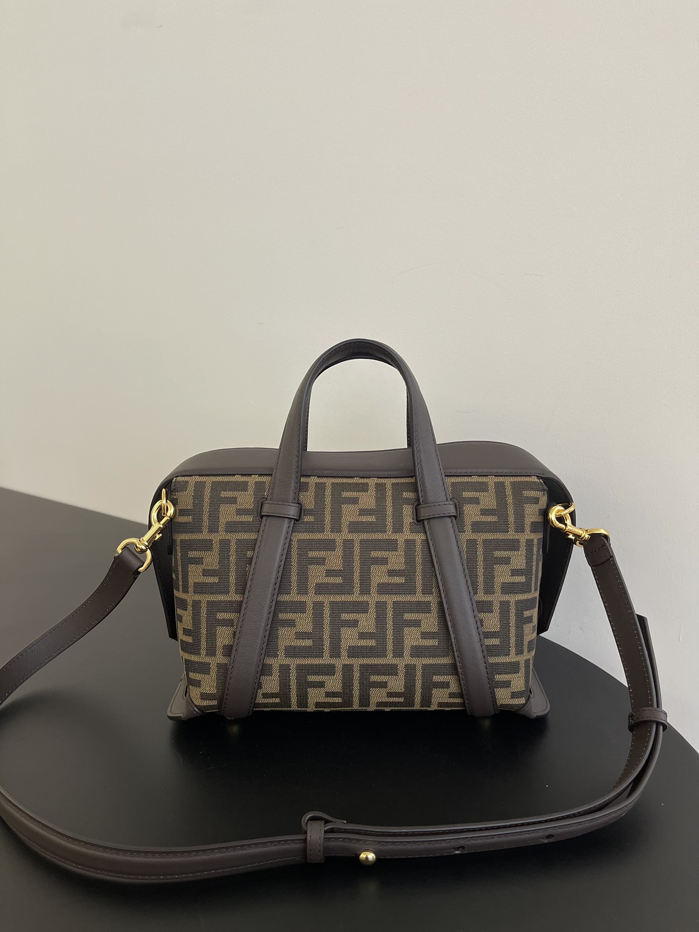 Fendi Boston 365 Brown Ff Jacquard Fabric Bag 27.5 Cm