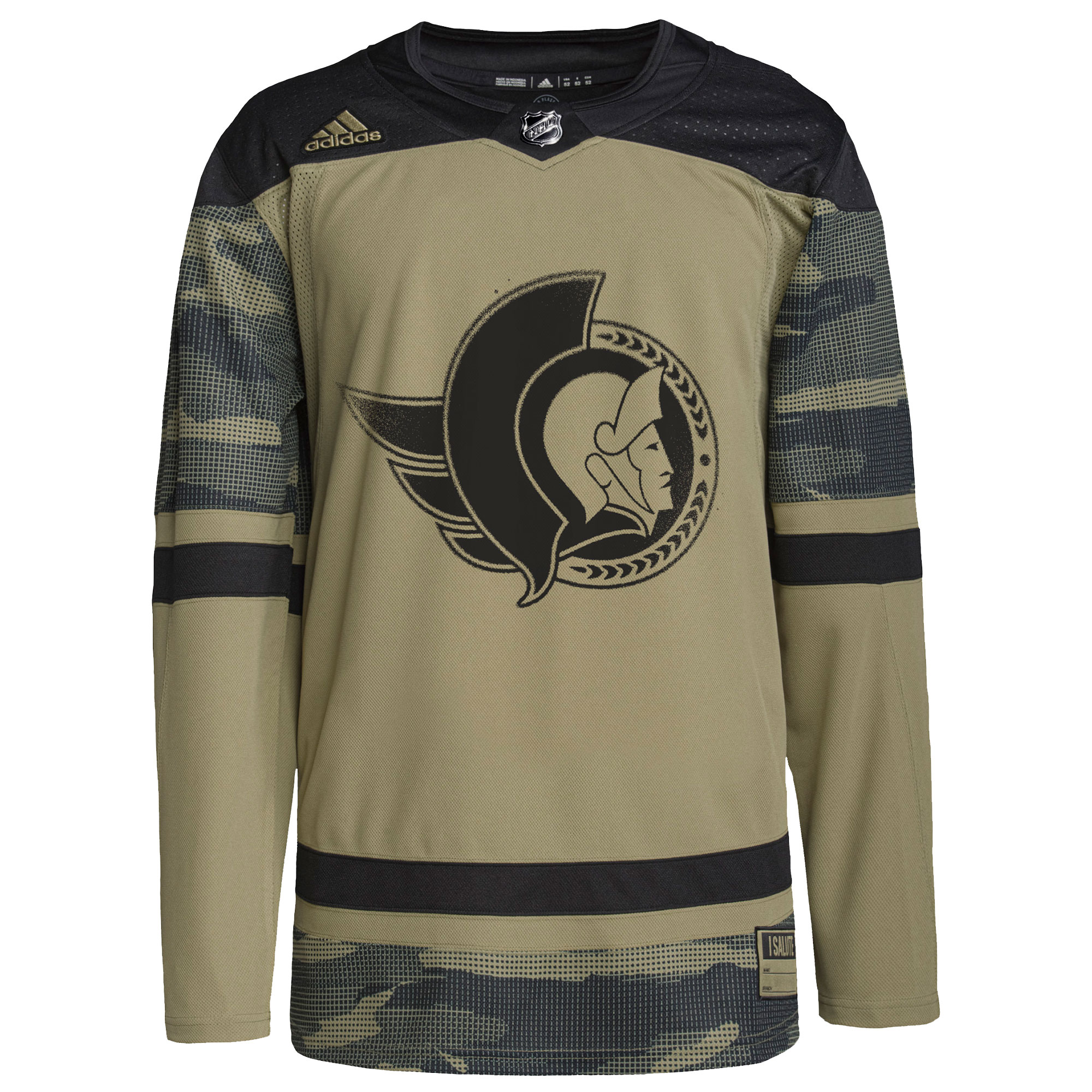 Ottawa Senators adidas Logo Military Appreciation Team Authentic Custom Practice Jersey – Camo