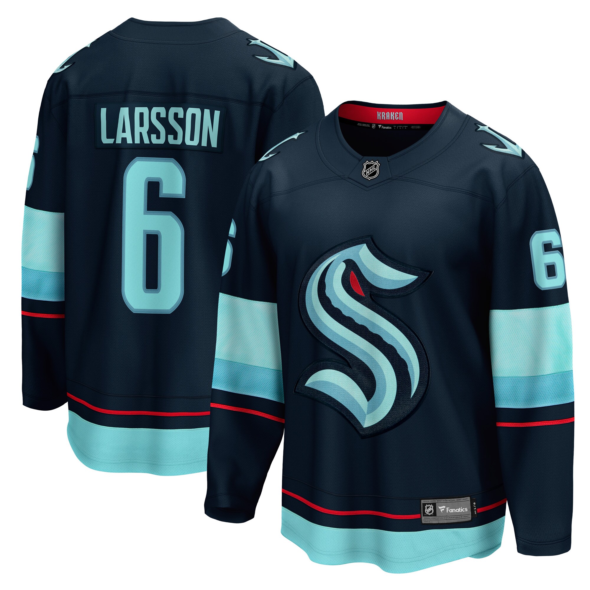 Adam Larsson Seattle Kraken Fanatics Home Breakaway Player Jersey – Deep Sea Blue