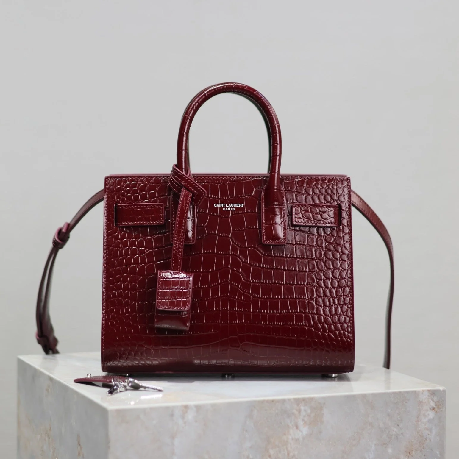 YSL 2025 Sac De Jour Nano Bag 22cm Merlot Red Leather