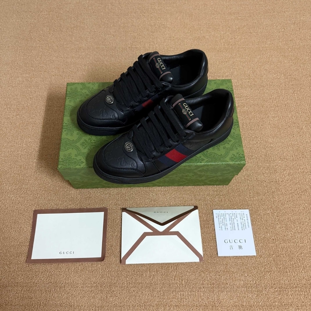 Gucci Men Screener Sneaker Black Leather 798785 AADU0 1074