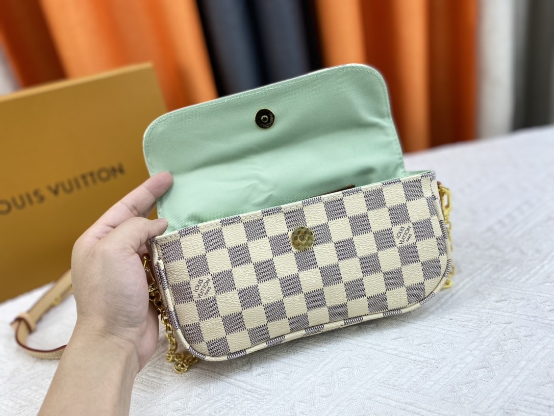 Louis Vuitton Ivy Wallet On Chain Bag Damier Ebene Beige 23cm/9in