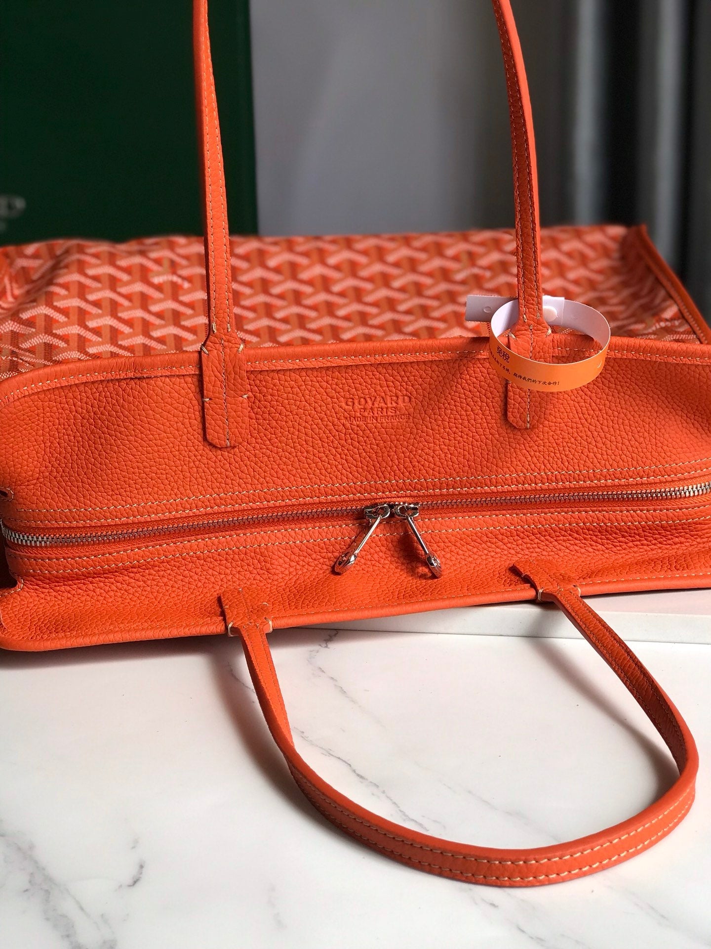 Goyard Hardy Pm Bag 40 Cm Orange Goyardine Canvas And Taurillon Leather Trim