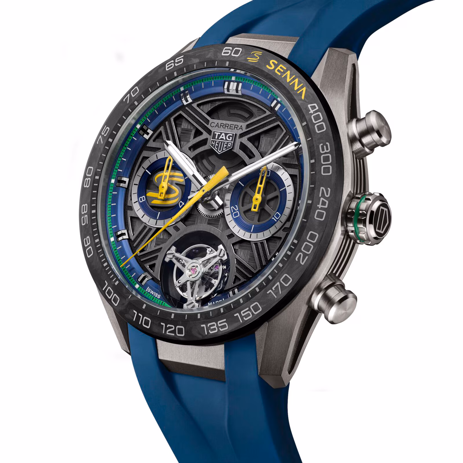 TAG Heuer Carerra Chronograph Tourbillon Extreme Sport X Senna 44mm Limited Editon Mens Watch Blue CBU5081.FT6274