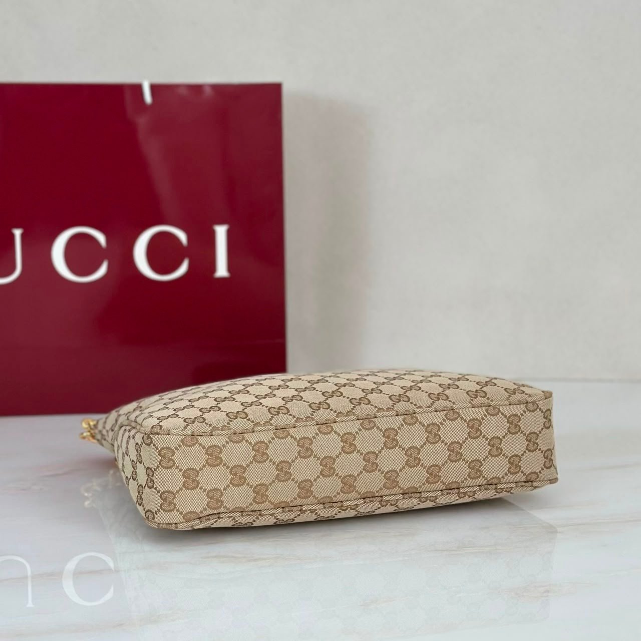 Gucci Lady Lunetta Chain Medium Shoulder Bag 30cm/12in Brown GG Canvas A006OA