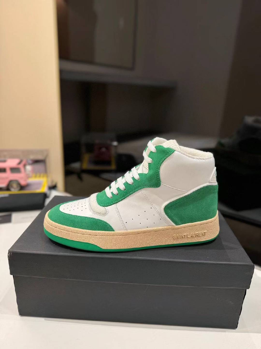 YSL Leather High Top Sneakers