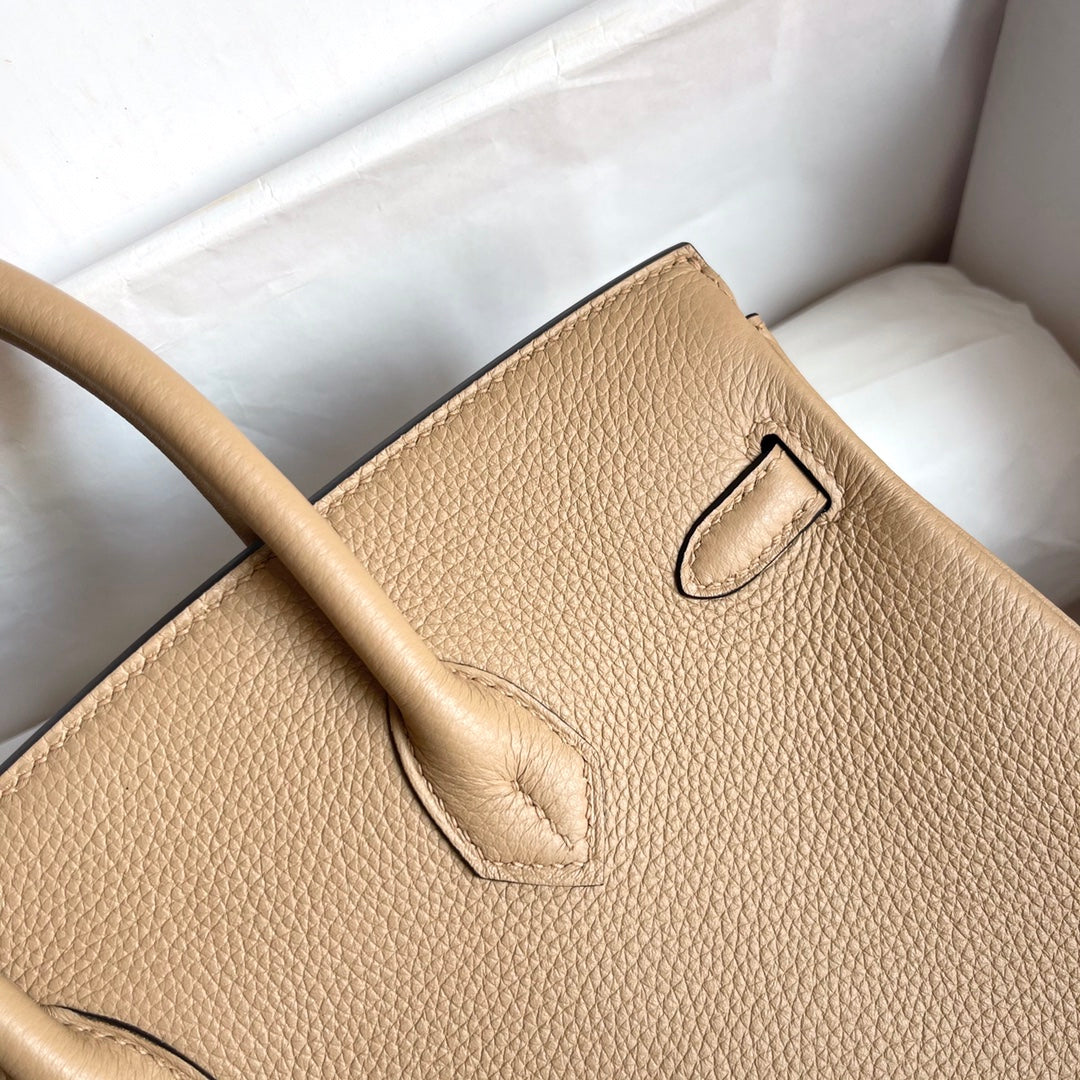 Hermes Birkin 25Cm Beige Togo Leather Gold Hardware