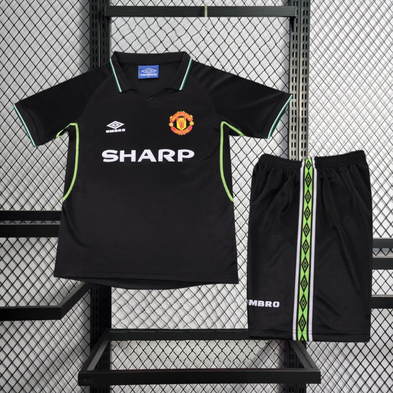 Retro KIDS 1998-99 KIDS Manchester United Third Shirt With BECKHAM GIGGS KEANE SHERINGHAM Football jersey retro