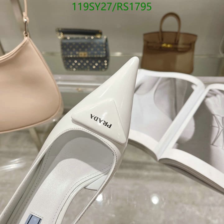 Prada Brushed Leather Slingback Pumps White