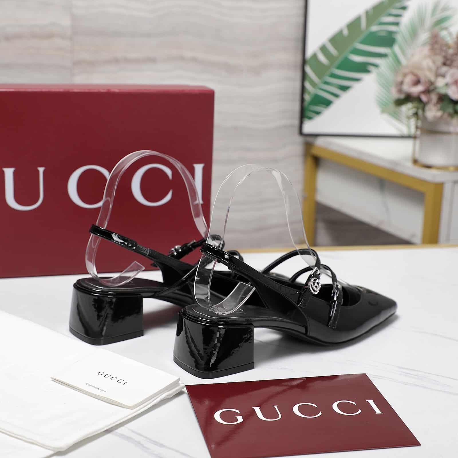 Gucci Women Pump With Double G Black Leather 832474 Bnc80 1000
