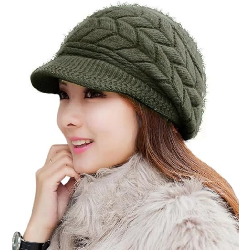 Wool Knit Hat with Visor