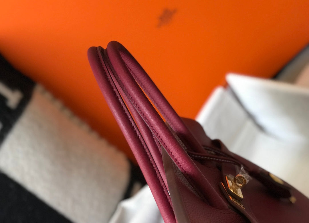 Hermes Birkin 35Cm Burgundy Togo Leather Gold Hardware