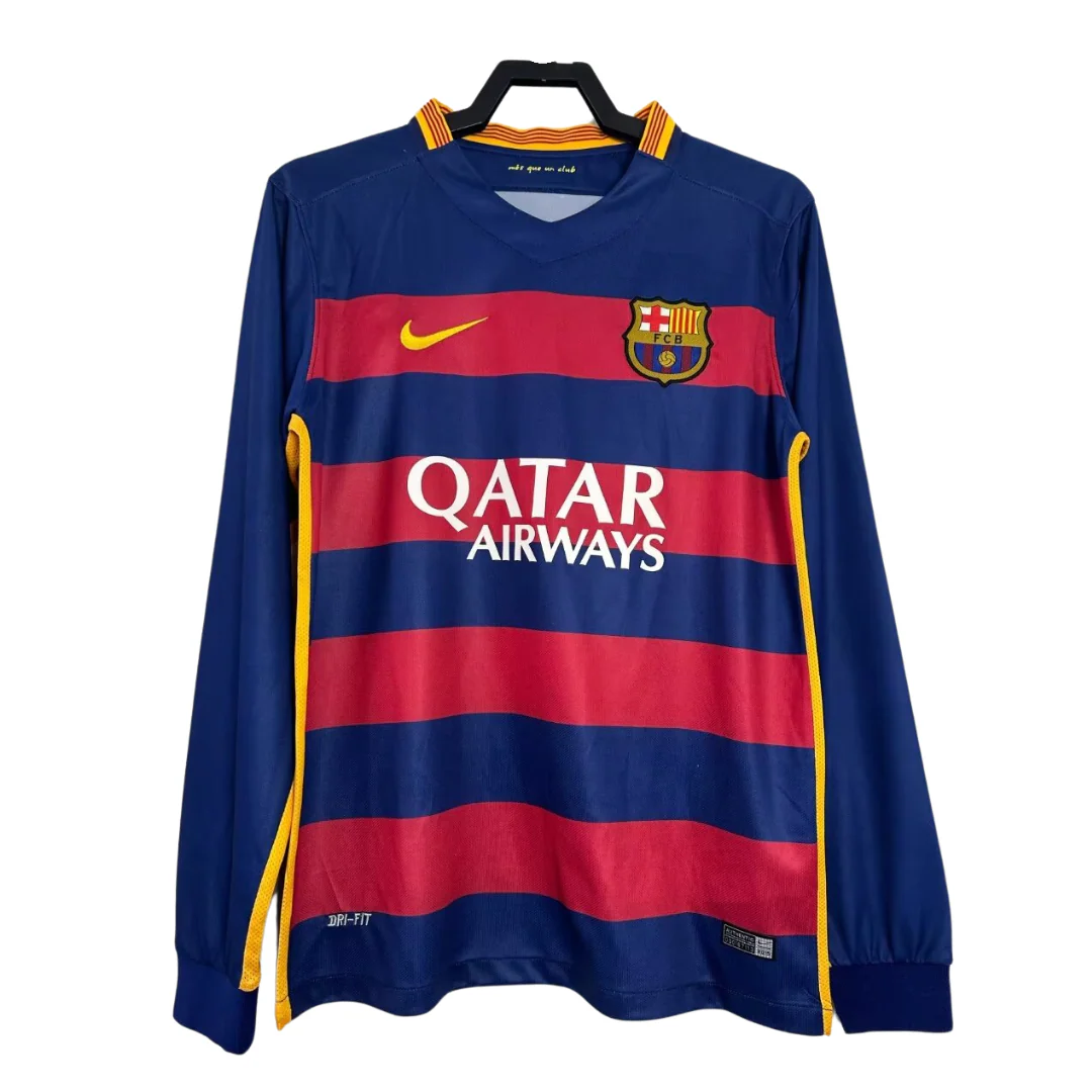 2015-16 Barcelona Long Sleeve Home Shirt - JerseyFun