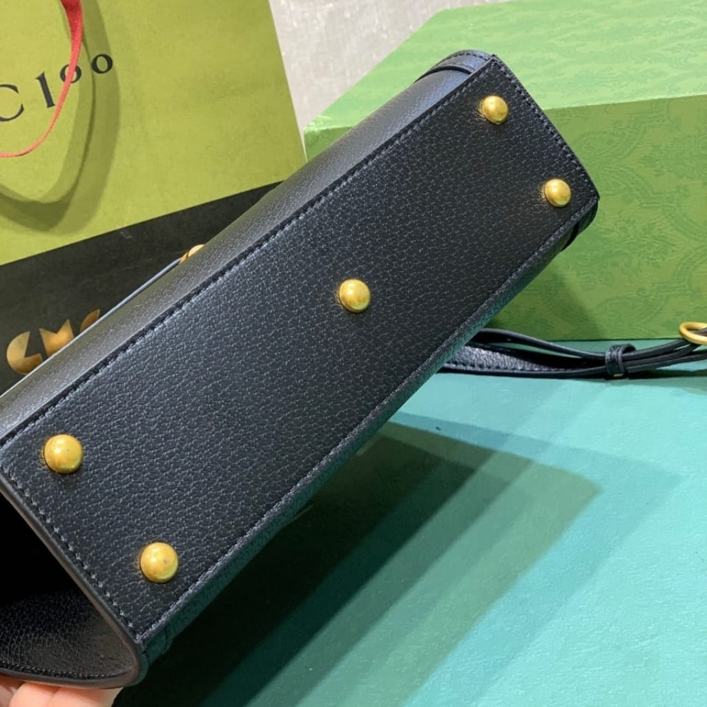 Gucci Diana Small Shoulder Bag Black Leather 25cm 735153 DJ24T 1092