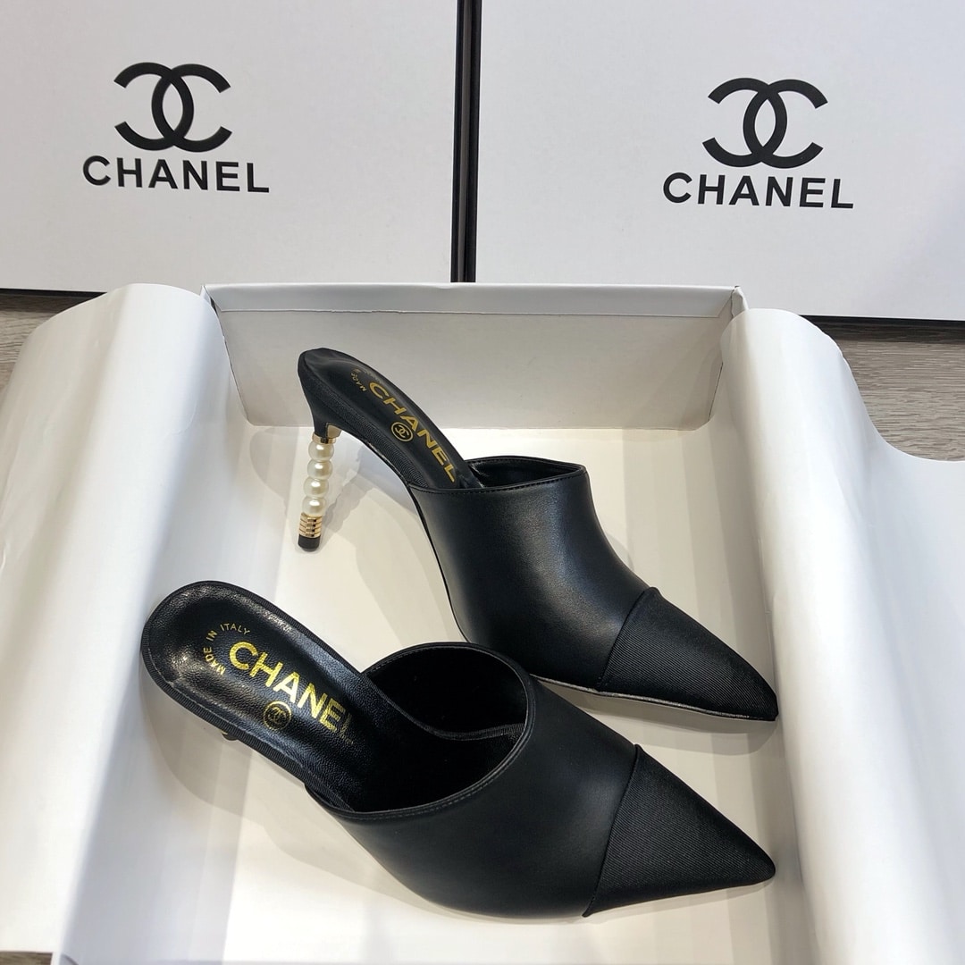 Chanel Mules Grosgrain Black
