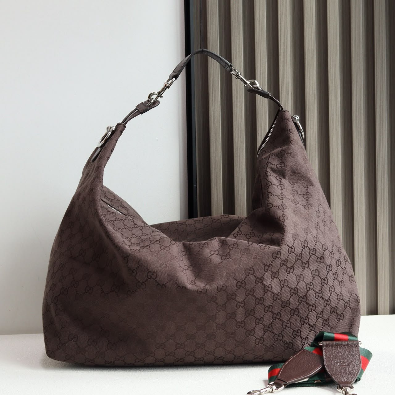 Gucci Brera Large Crossbody Bag 45cm/17.7in Dark Brown GG Canvas 864485
