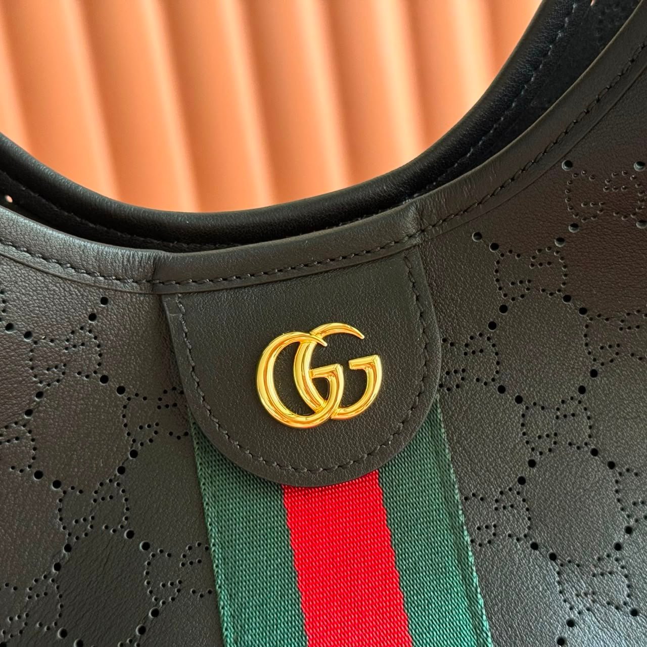Gucci Giglio Small Tote Bag 25cm/9.8in Black GG Leather 860845