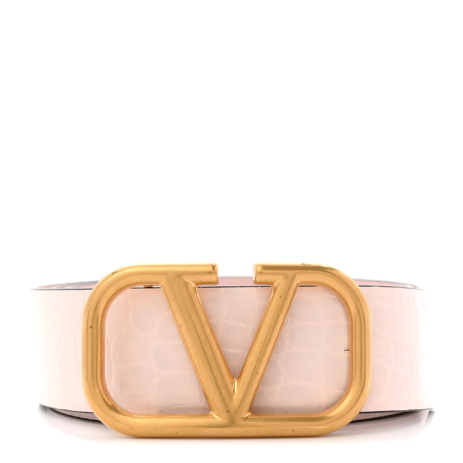 Crocodile Embossed Calfskin VLogo Belt 90 36 Pink