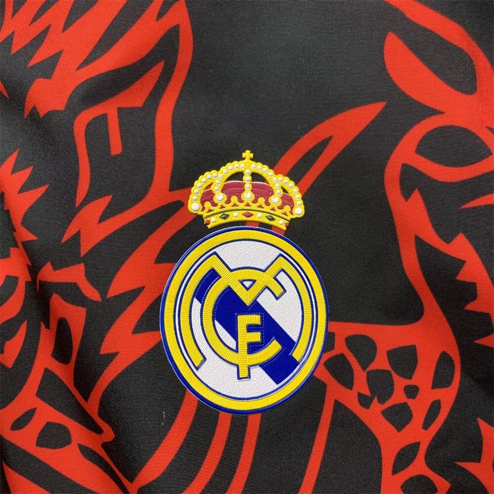 2024/2025 Real Madrid Reversible Windbreaker Red-Black Soccer Jersey 1:1 Thai Quality