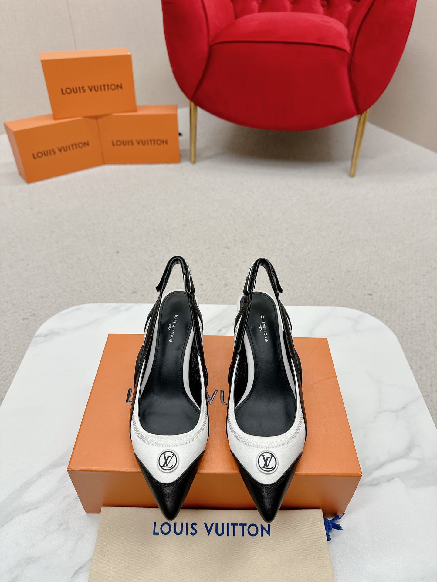Louis Vuitton Archlight Slingback Pump Black And White