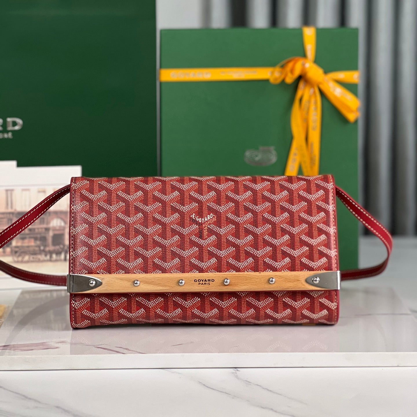 Goyard Monte-Carlo Pm Clutch 25 Cm Classic Red Goyardine Canvas