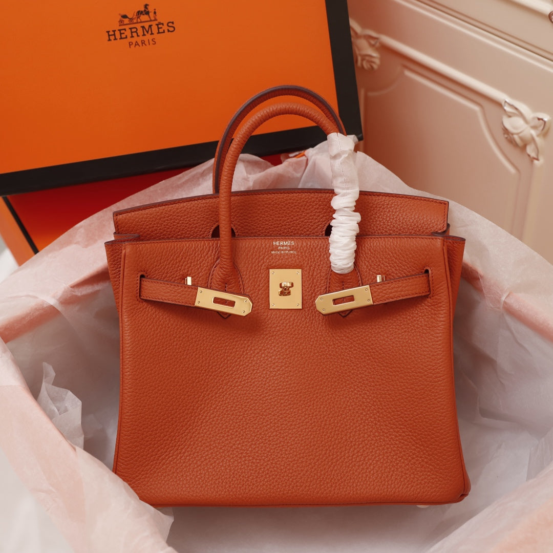 Hermes Birkin Bag 35 Fire Togo Gold Hardware