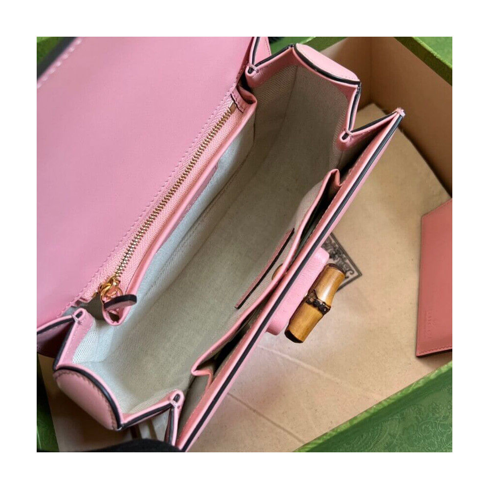 Gucci Small Top Handle Bag with Bamboo Pink
