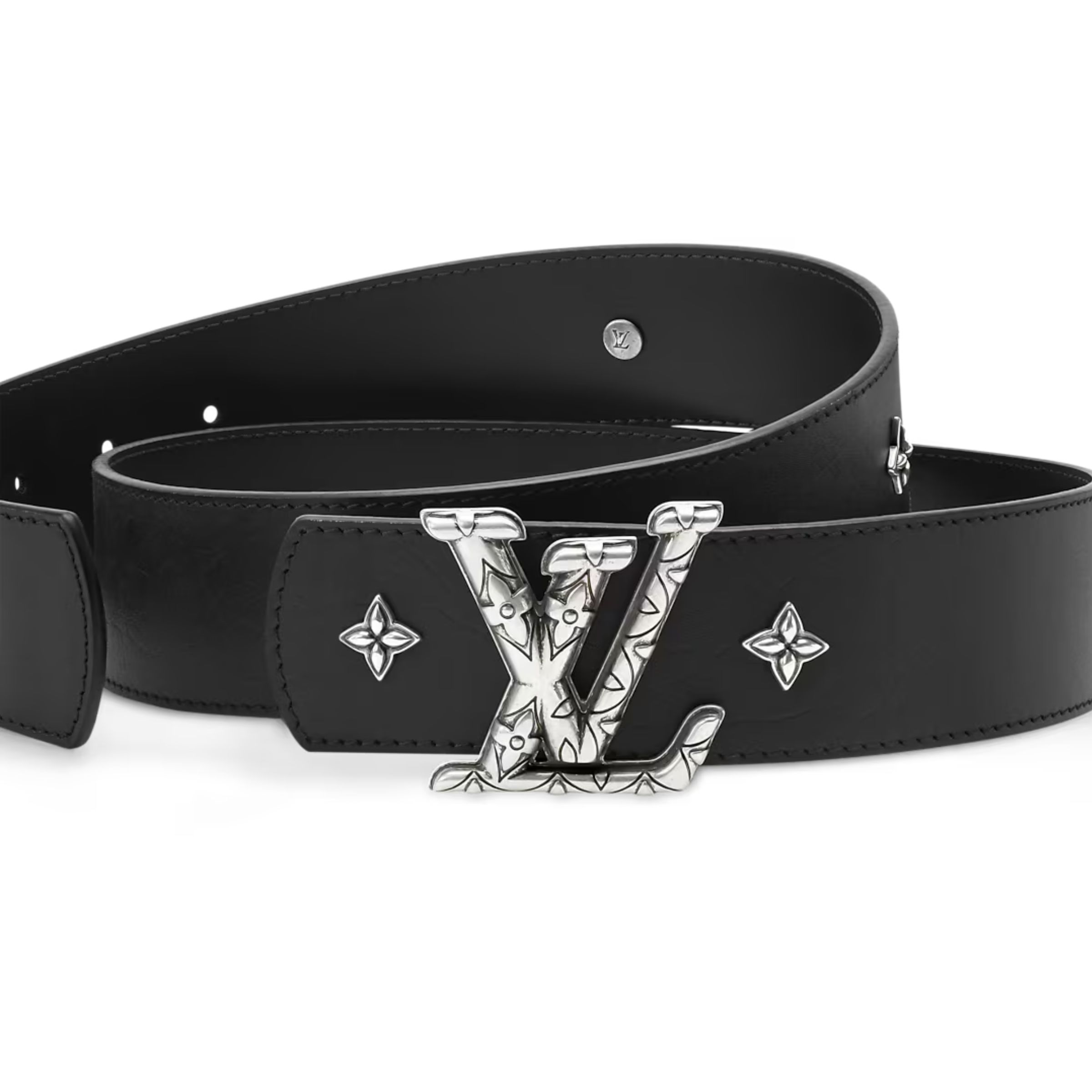 Lv Dimension Drift Flower Studs 40mm Reversible Belt Black M4648V