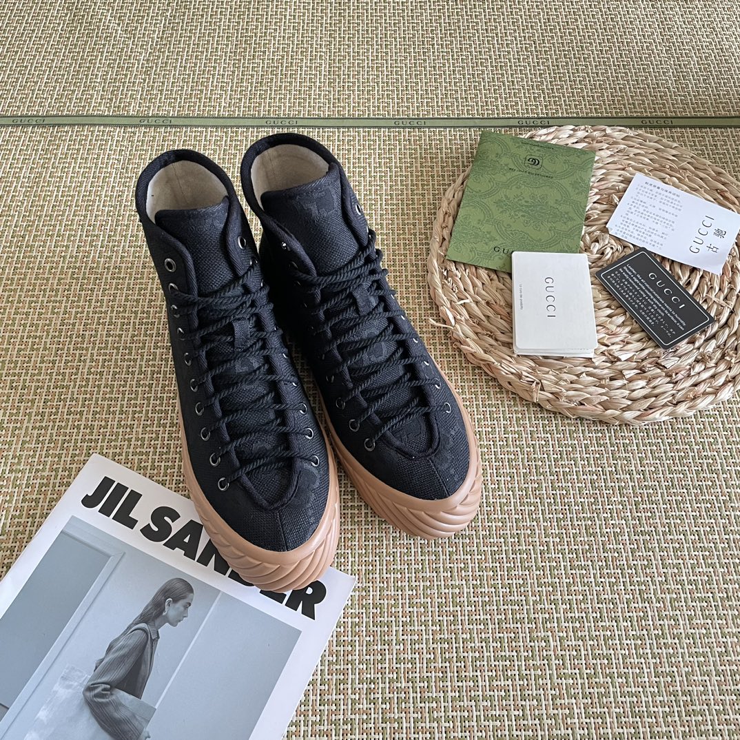 Gucci All Over Gg Logo High Top Sneakers Black