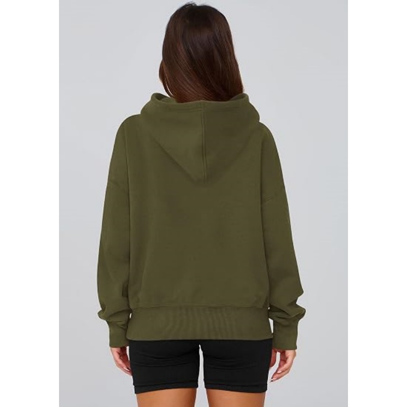 Women's Fall Half Zip Cropped Hoodie Sweatshirt