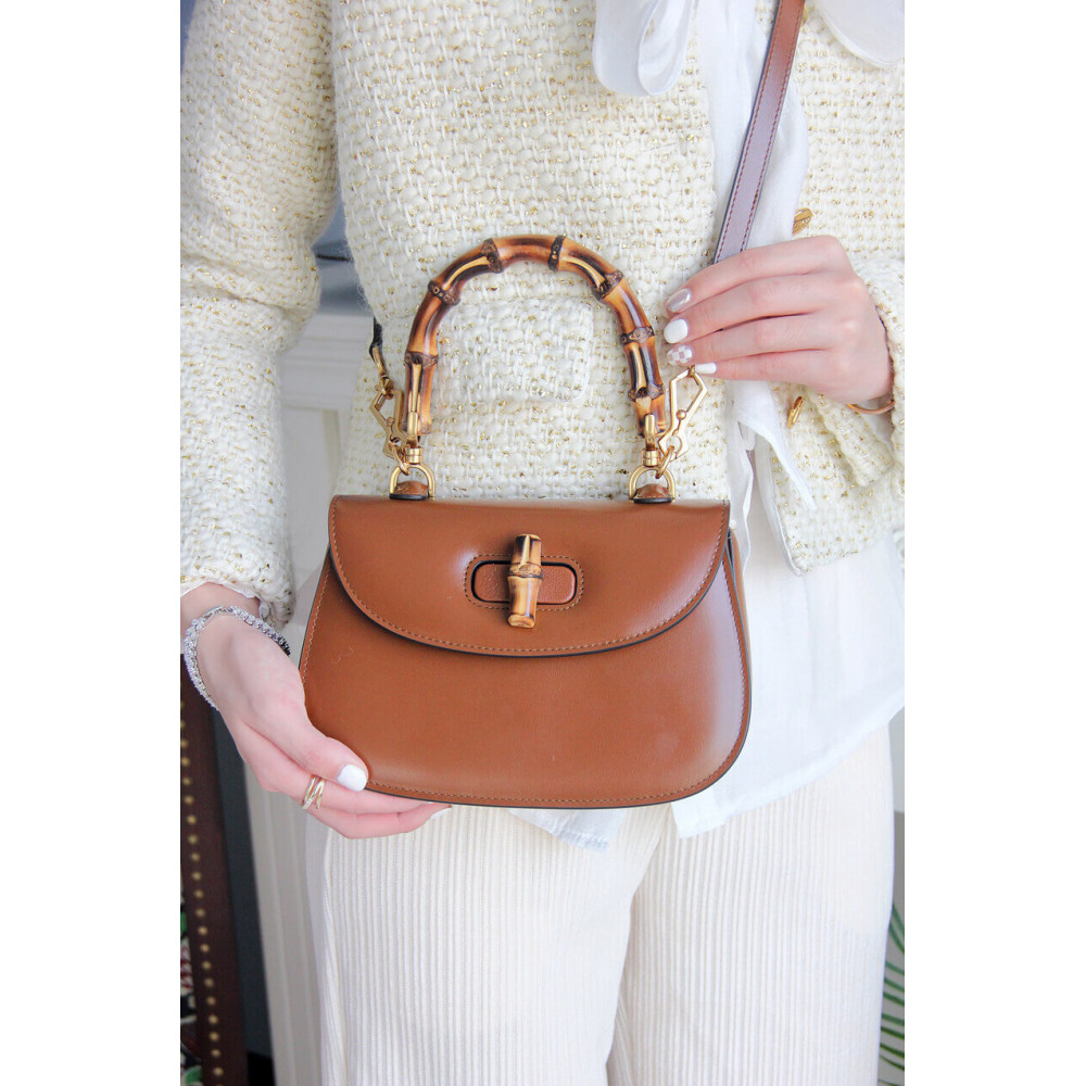 Gucci Small Top Handle Bag with Bamboo Cuir