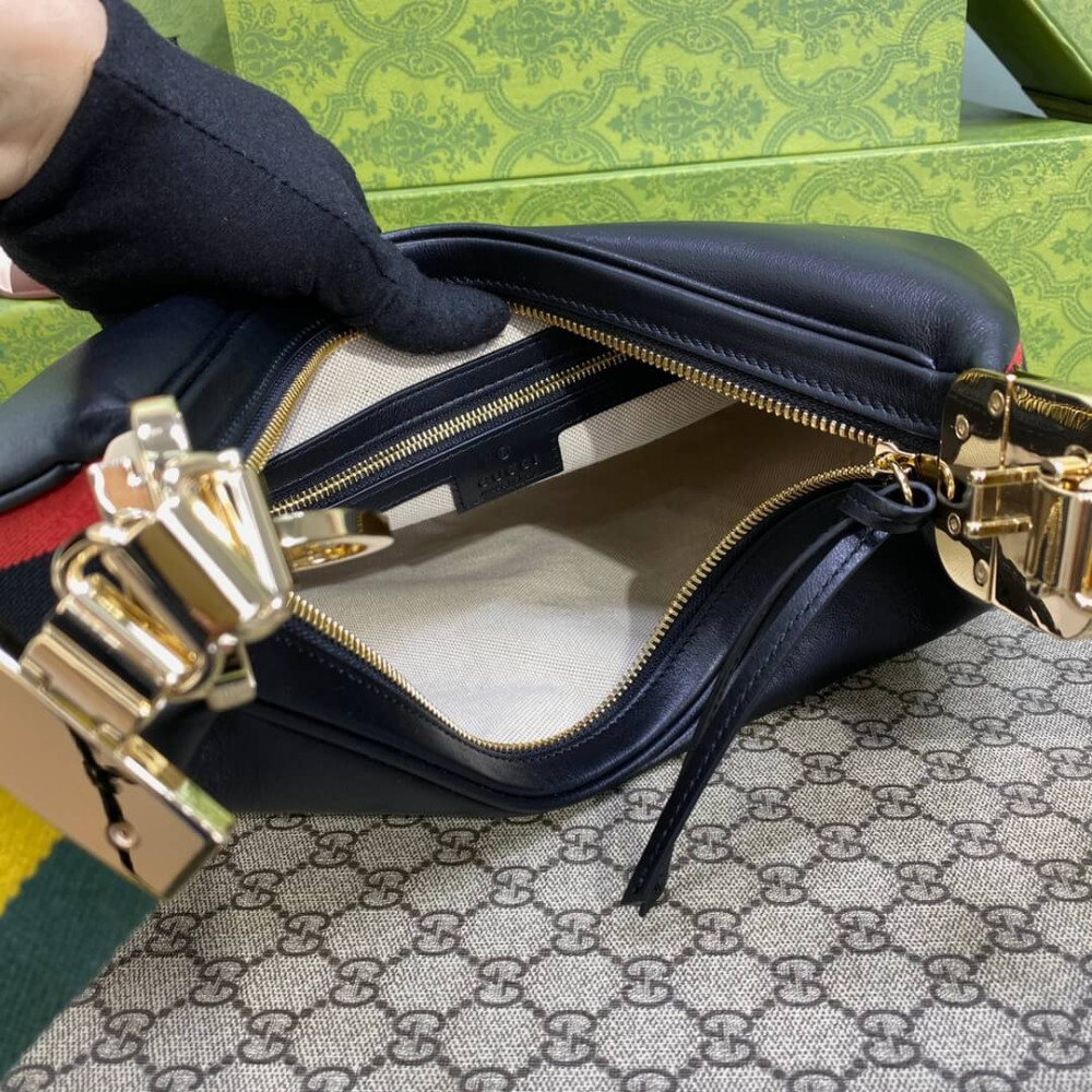 Gucci Black Leather Attache Medium Shoulder Bag