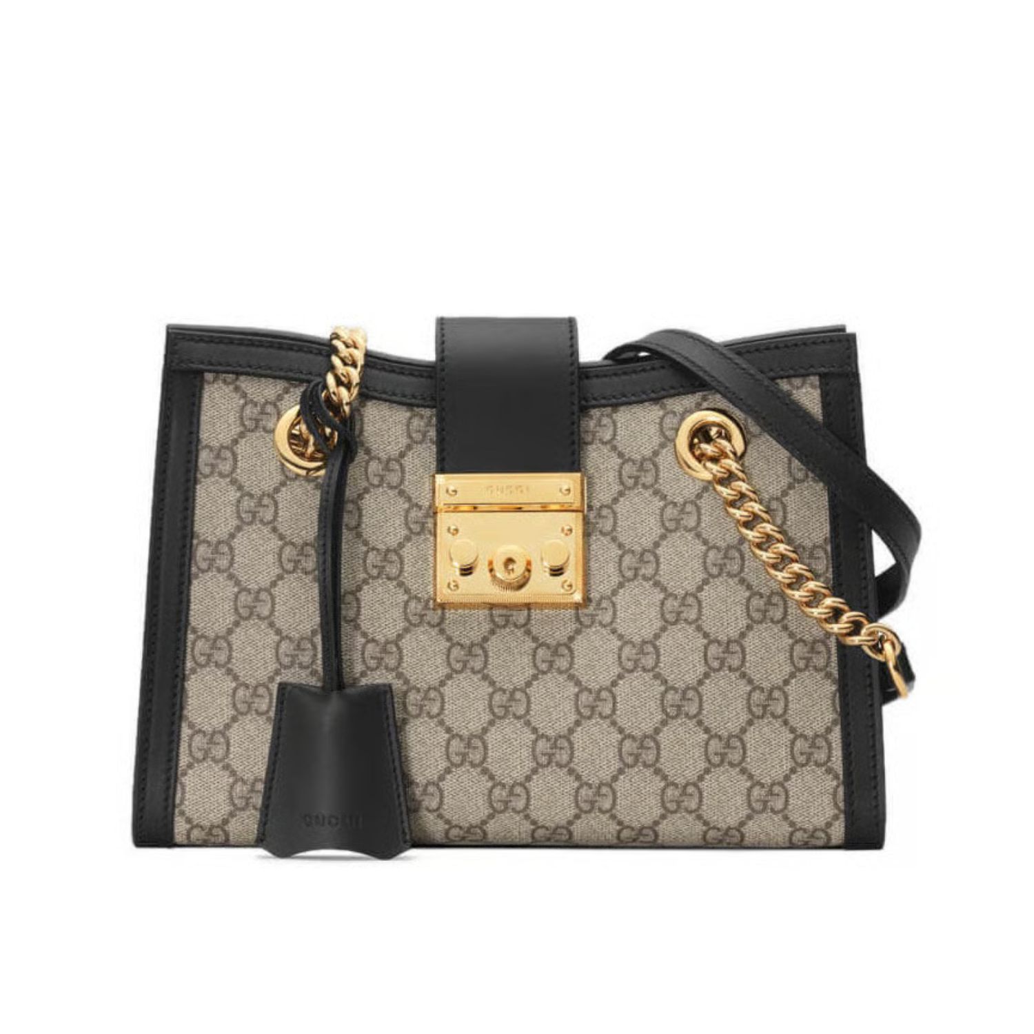 Gucci GG Supreme Padlock Small Shoulder Bag Black 26cm