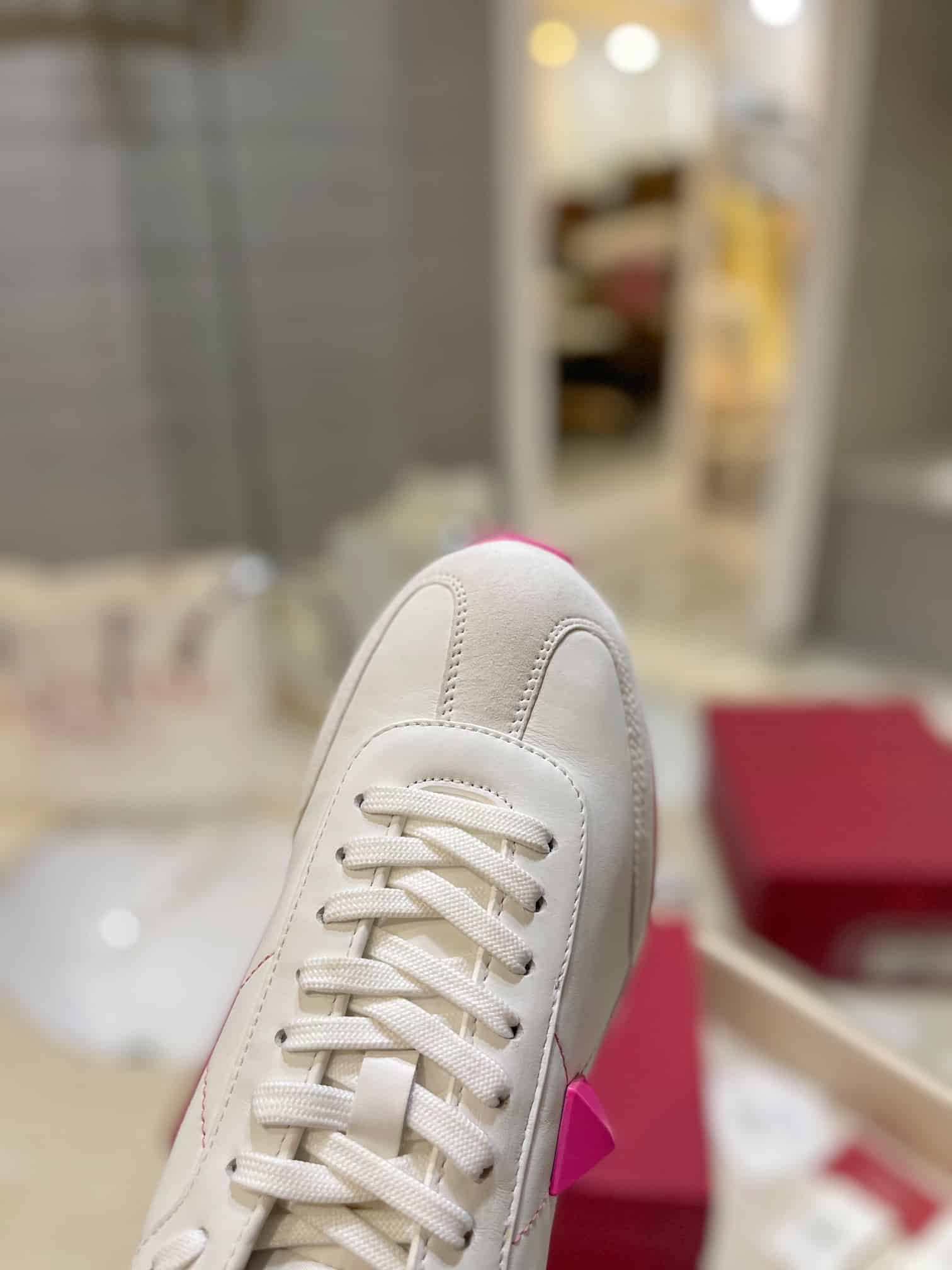 Valentino Garavani Stud Around Low Top Calfskin And Nappa Leather Sneaker Pink
