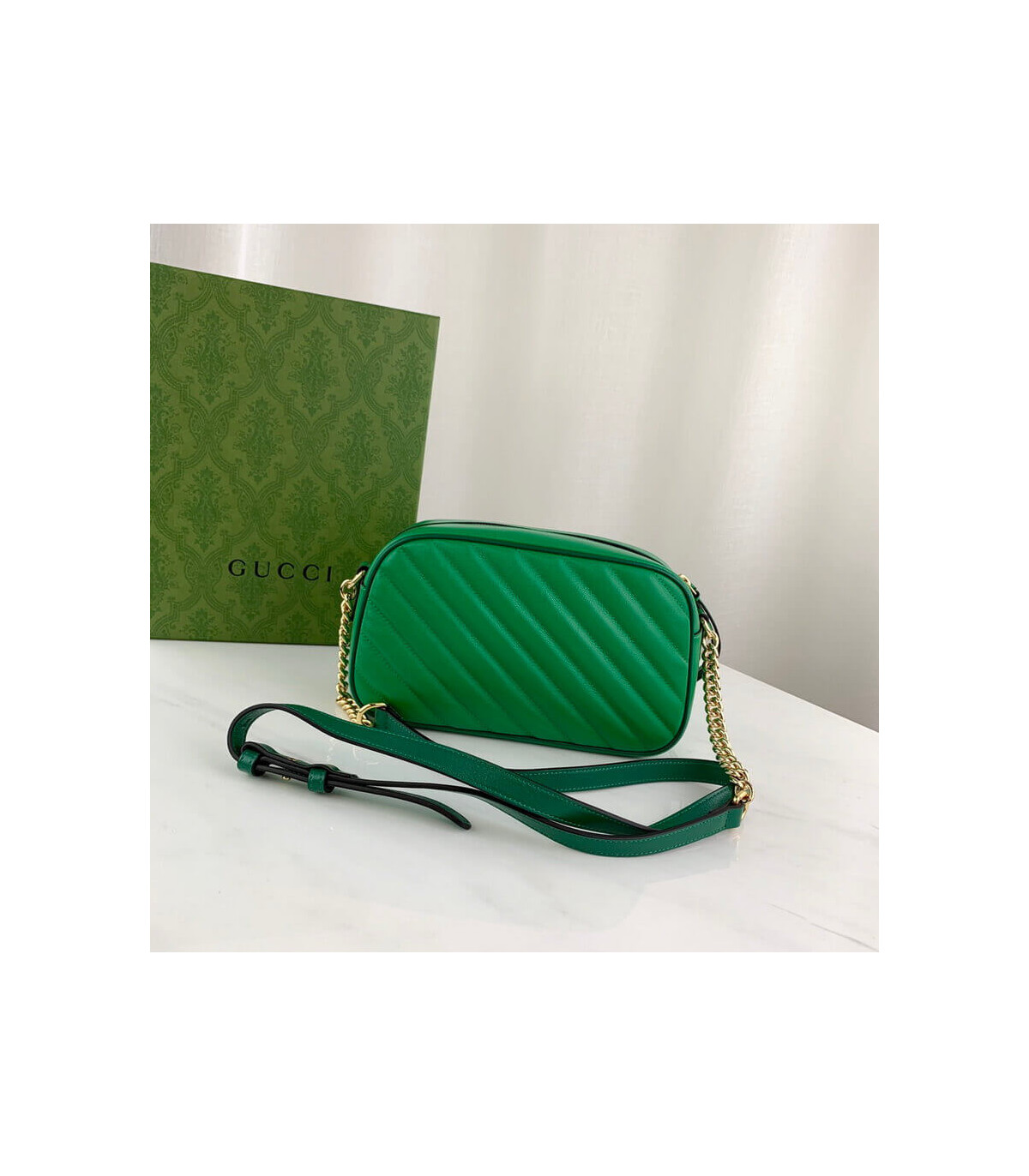 Gucci GG Marmont Small Shoulder Bag Green and Emerald Leather