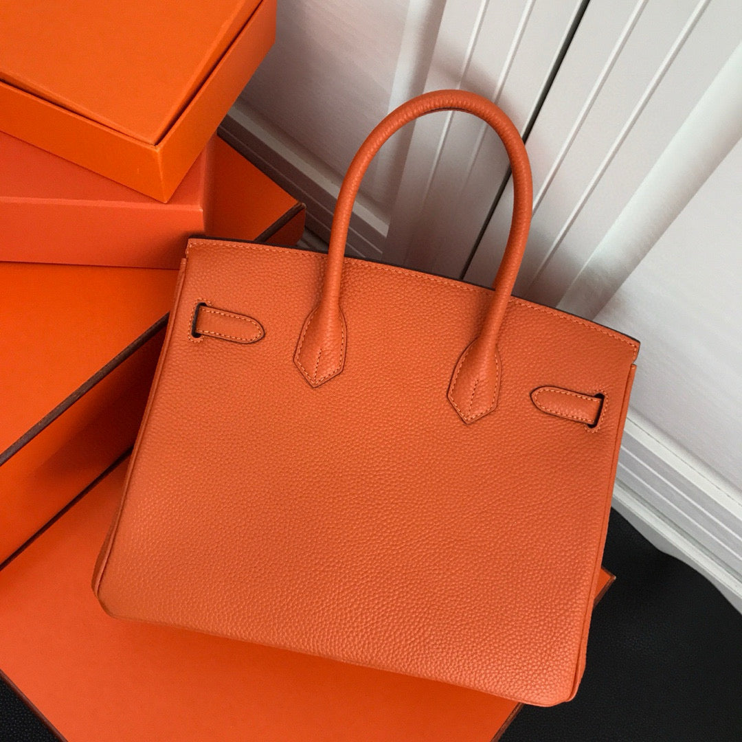 Hermes Birkin Orange Togo Leather Silver Hardware