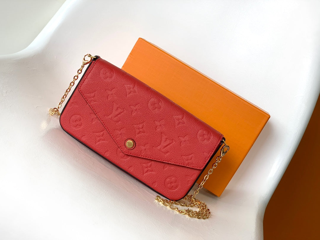 Louis Vuitton Felicie Pochette Bag Scarlett Red 21Cm