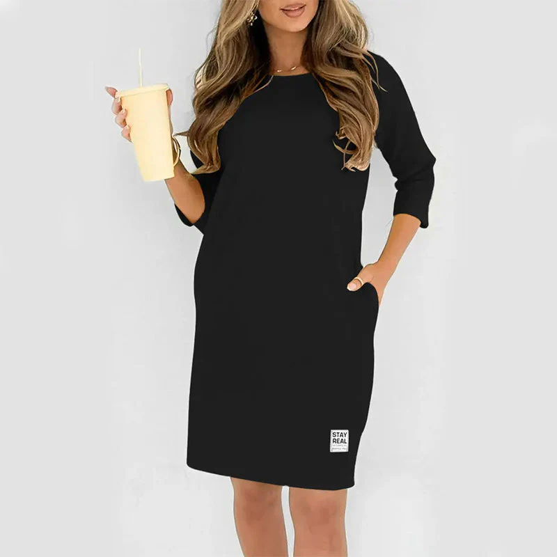 ✨🔥Women's Crew Neck Casual Loose T-Shirt Dress💕
