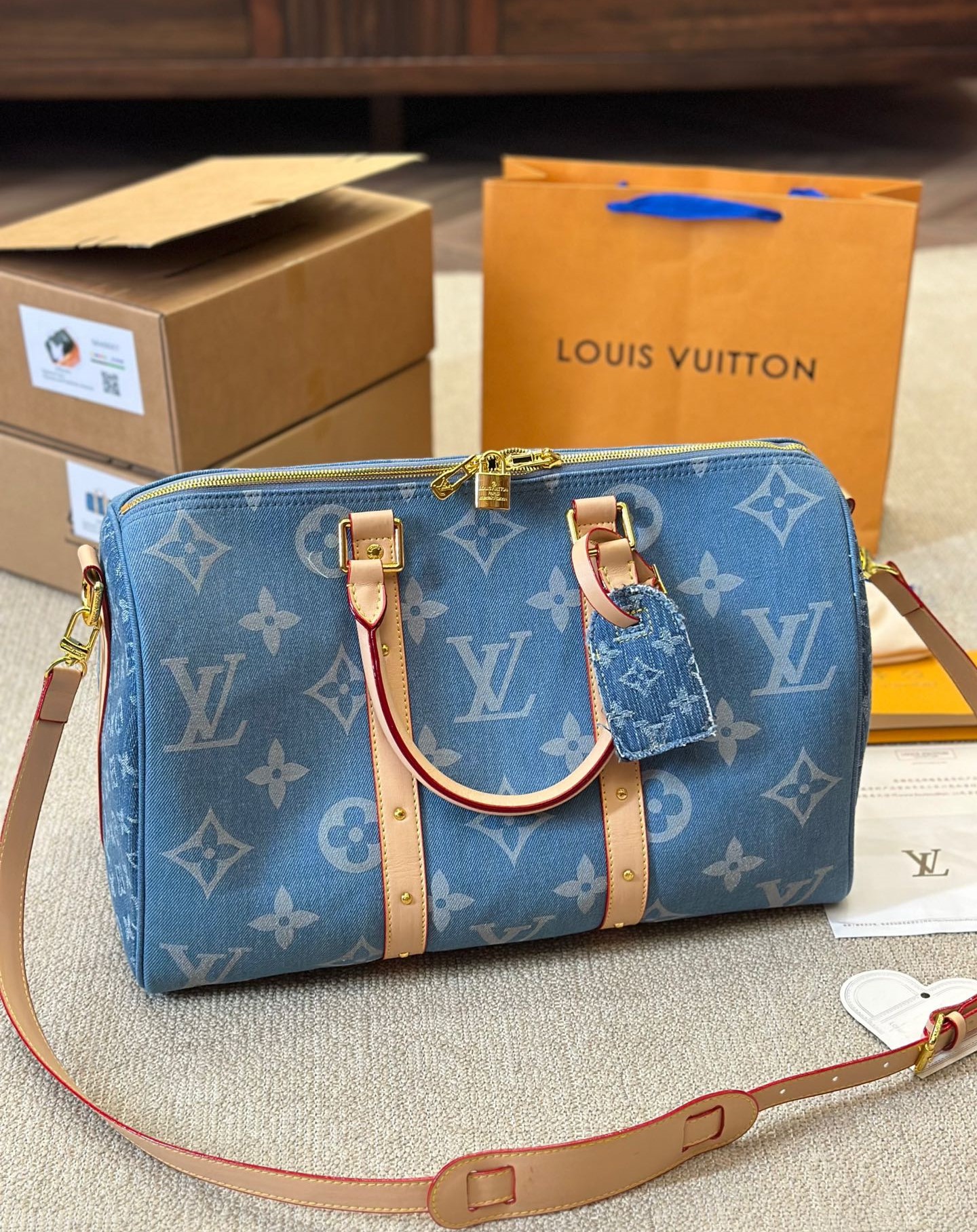 Louis Vuitton Keepall Bandouli Re Denim Blue 40Cm M24315