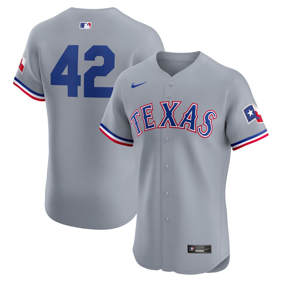 Texas Rangers Road 2024 Jackie Robinson Day Elite Jersey Gray