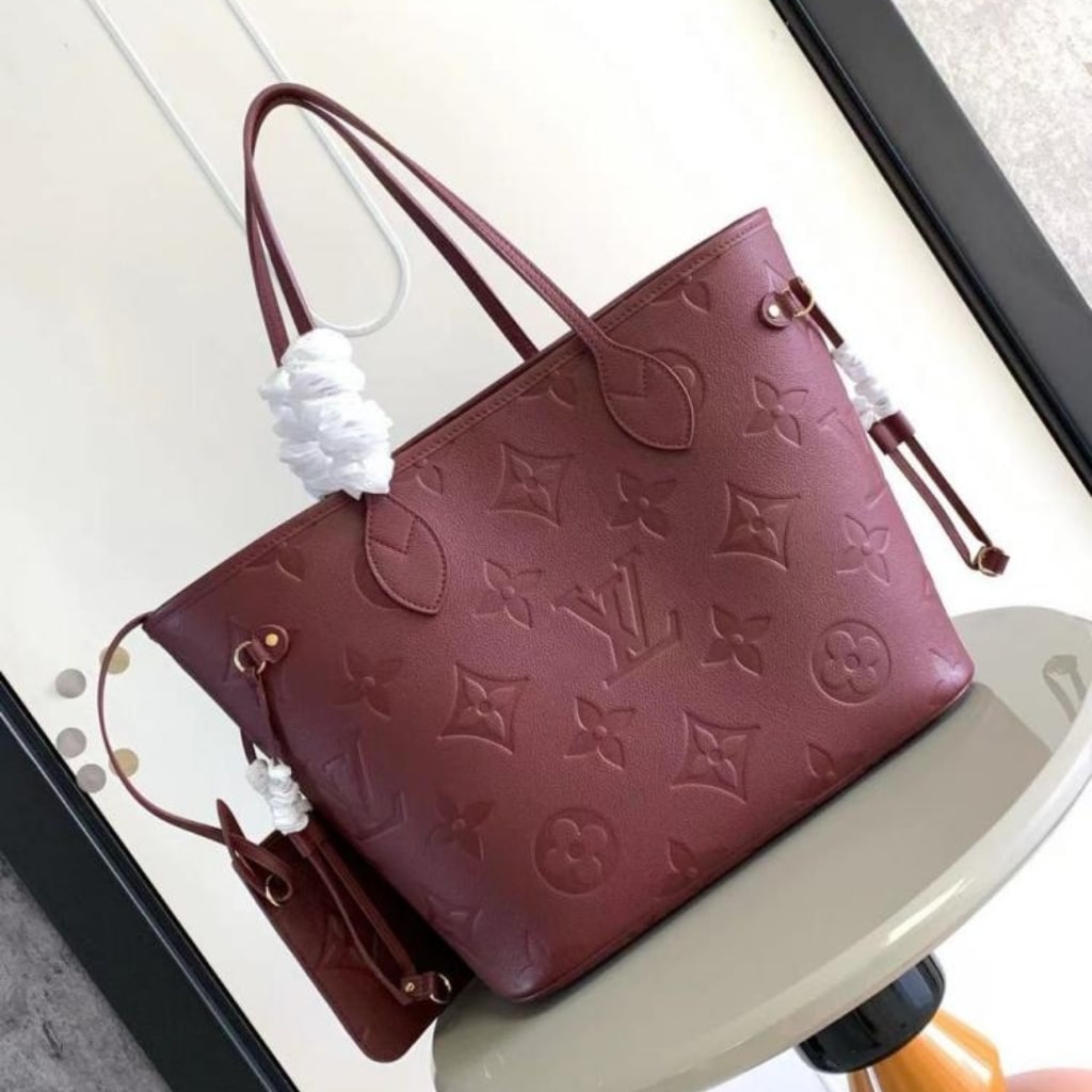 Louis Vuitton Neverfull MM Monogram Empreinte Wine Red 31Cm M25855