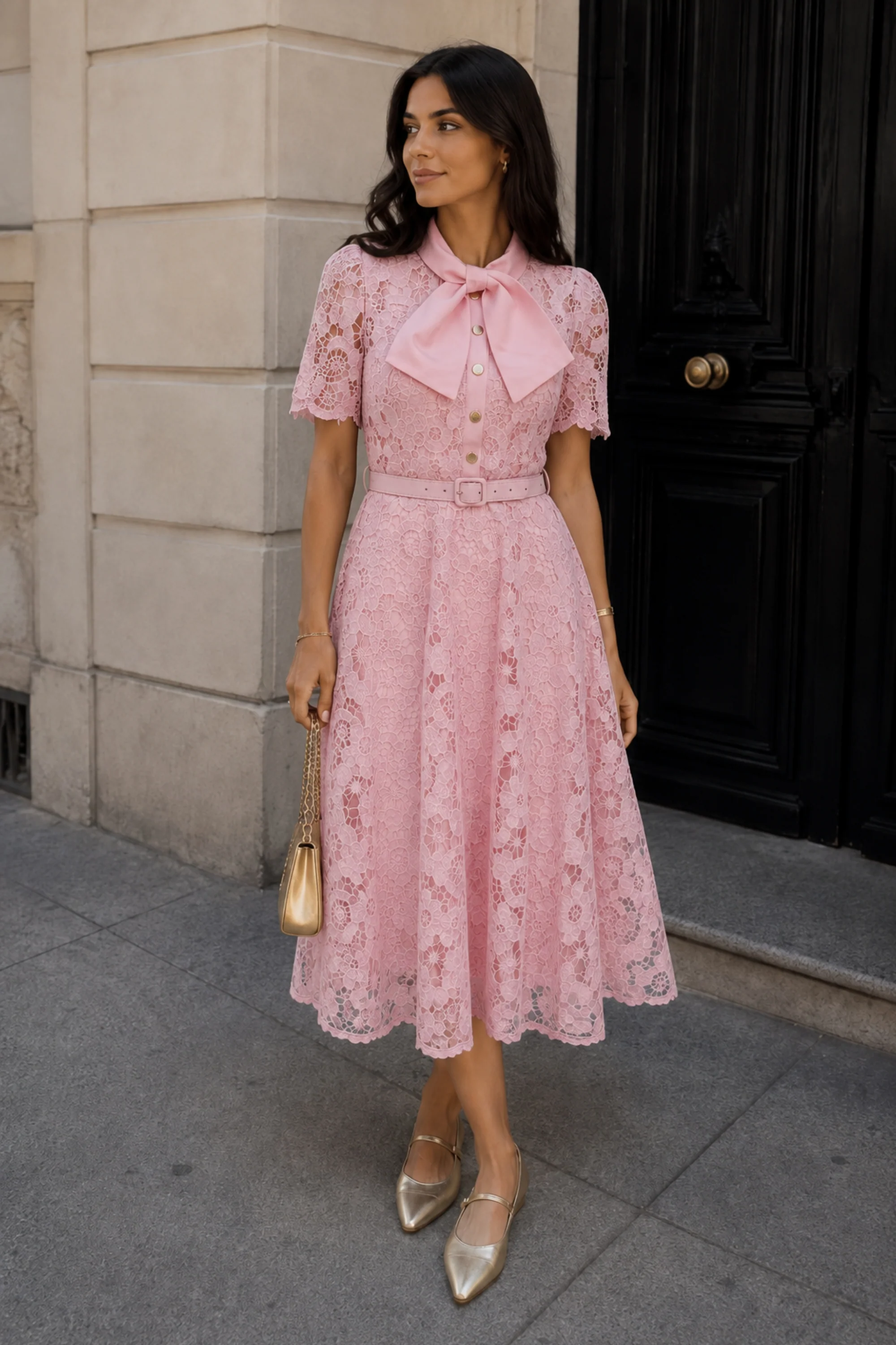 Rosebud Bow Lace Dress