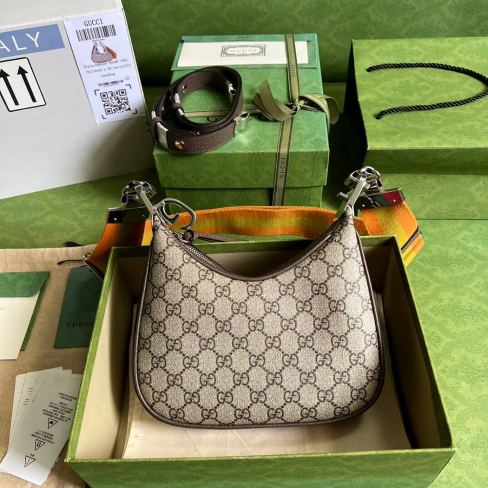 Gucci GG Supreme Attache Small Shoulder Bag Coffee