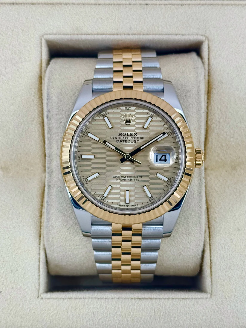 Rolex  Datejust 41mm Swiss Replica Watch | Two Tone Jubilee Bracele Champagne Fluted Dial Ref 126333