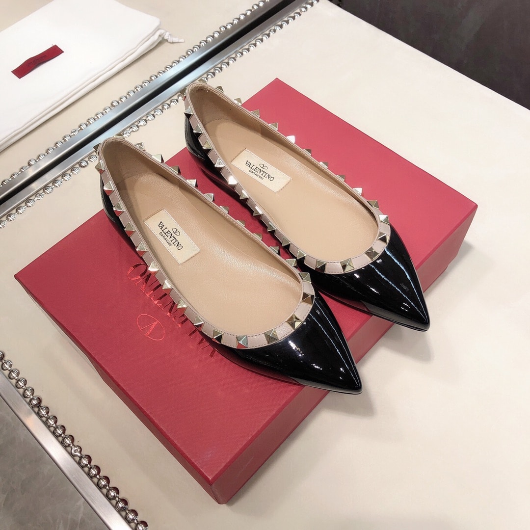 Valentino Patent Rockstud Ballet Flat Black Zw2S0403Vnwn91