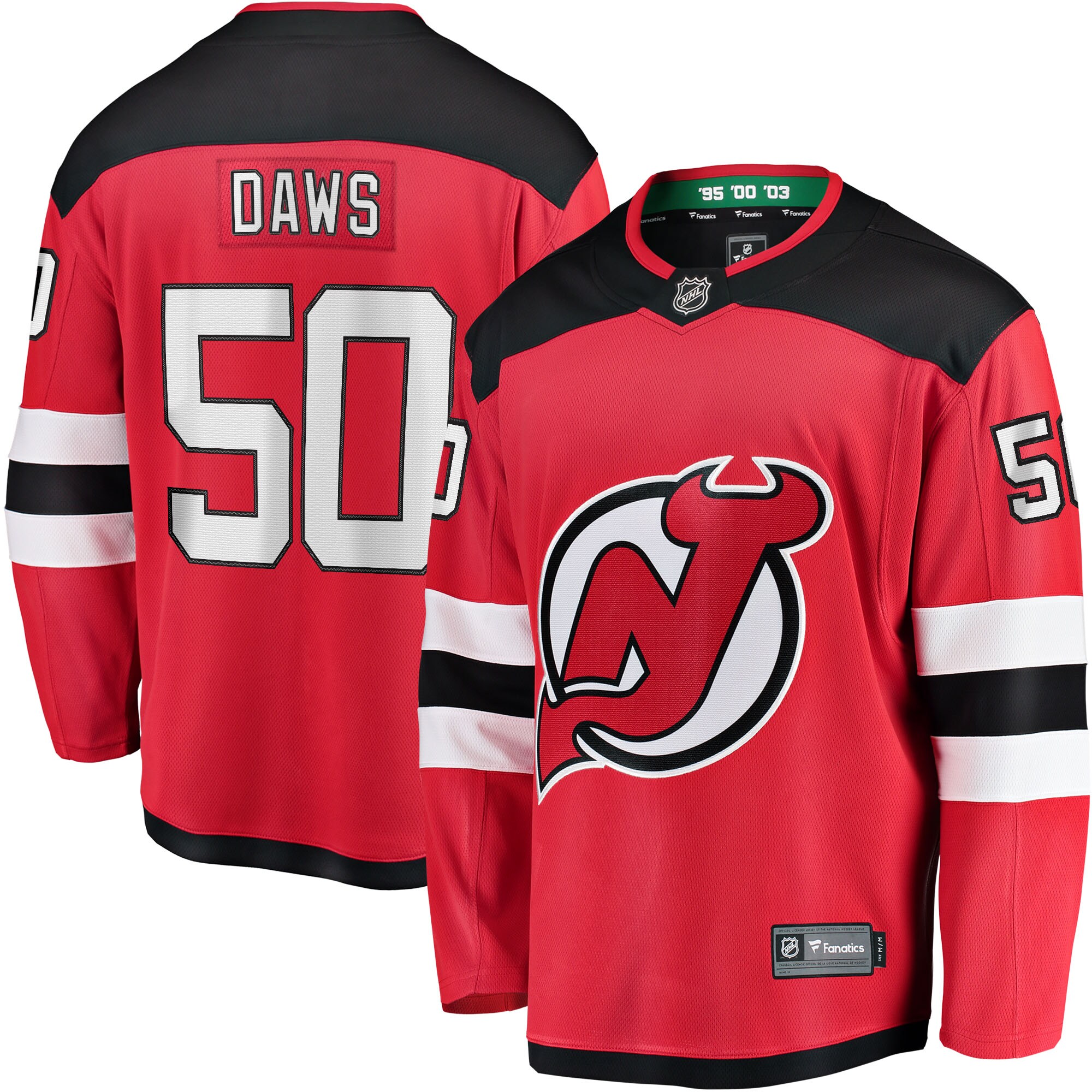 Nico Daws New Jersey Devils Fanatics Home Breakaway Player Jersey – Red