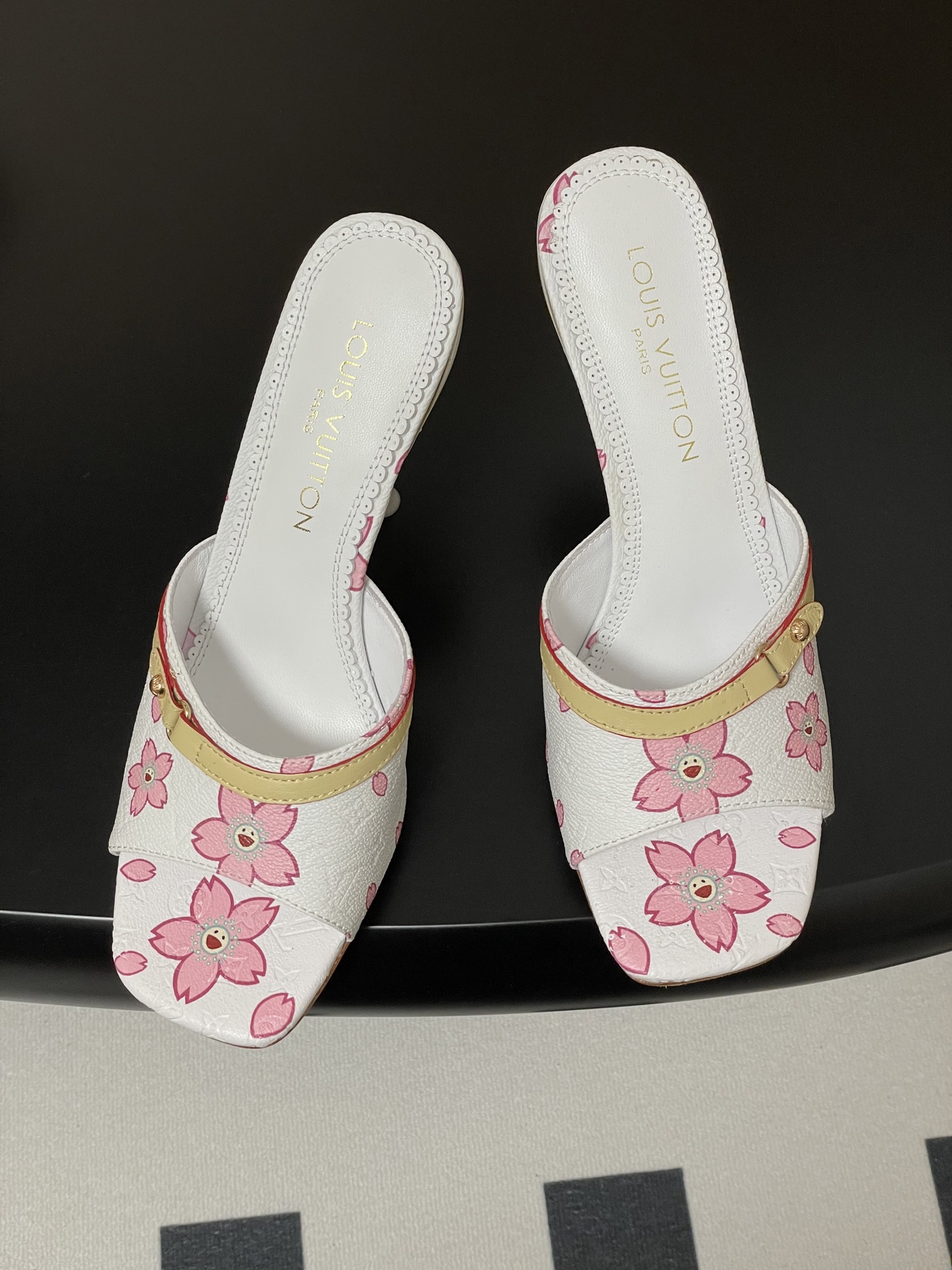 Louis Vuitton x Takashi Murakami Cherry Blossom Mule White Monogram Canvas